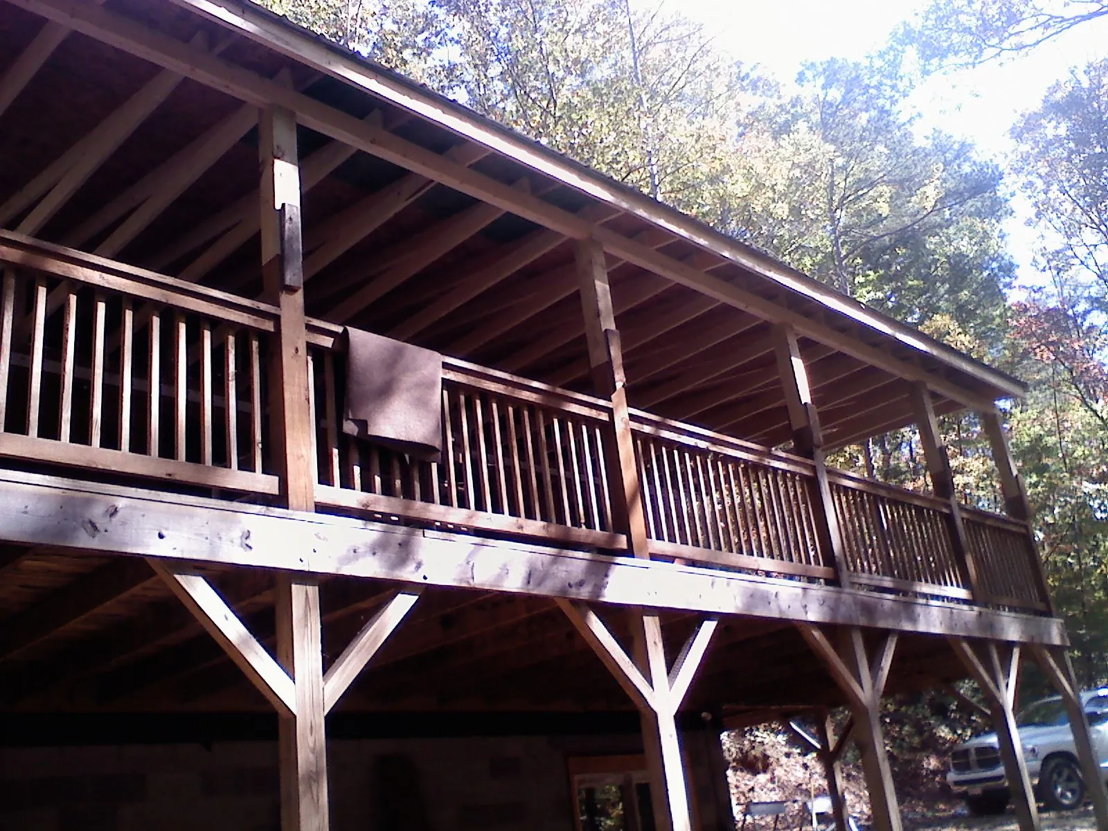 Timber framing under a new elevated porch and deck — Roof Leak Repair in Drums by Roofing Brothers
